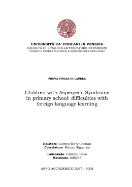 Children with Asperger`s Syndrome in primary school: difficulties