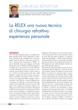 La RELEX una nuova tecnica di chirurgia refrattiva: esperienza