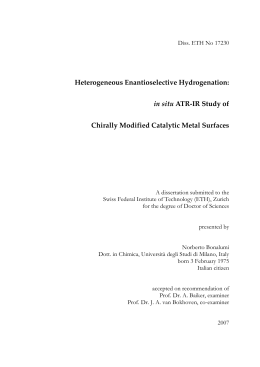Heterogeneous Enantioselective Hydrogenation - ETH E