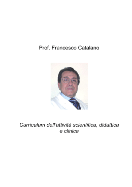Prof. Francesco Catalano Curriculum dell`attività scientifica, didattica