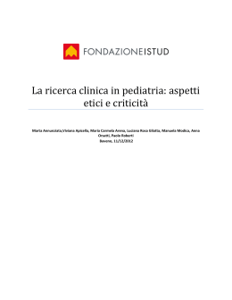 La ricerca clinica in pediatria: aspetti etici e criticità