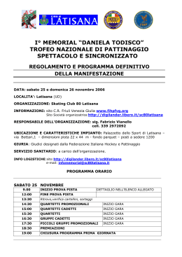 i° memorial “daniela todisco” - FIHP, Comitato Regionale Friuli