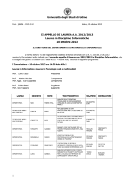 Università degli Studi di Udine 1 II APPELLO DI LAUREA A.A. 2012