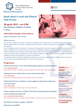 Studi clinici: il ruolo del Clinical Trial Center