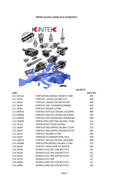 KINTEK pricelist validity from 01/06/2013 cat.05/13 code price list
