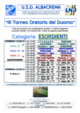Calendario, terzo `Torneo del Duomo`