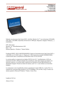 Netbook con processore Intel Atom N455, 1,66 Ghz, Monitor 10,1
