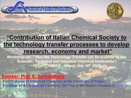 “Contribution of Italian Chemical Society to the