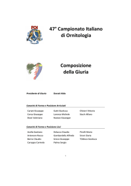 47° Campionato Italiano di Ornitologia Composizione della Giuria