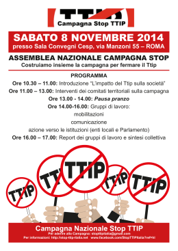 Qui la locandina STOP TTIP assemblea