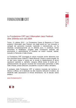 La Fondazione CRT per il Moncalieri Jazz Festival: oltre 200mila