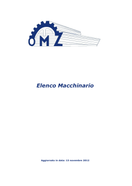 Elenco Macchinario - Officine Meccaniche Zanetti