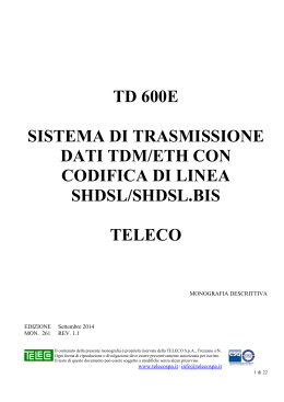 td 600e sistema di trasmissione dati tdm/eth con codifica di linea
