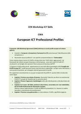 CEN Workshop ICT Skills - CWA European ICT Professional Profiles