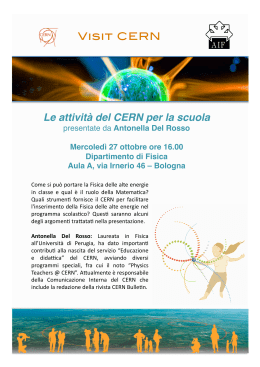 Presentazione dele attività del CERN per la scuola