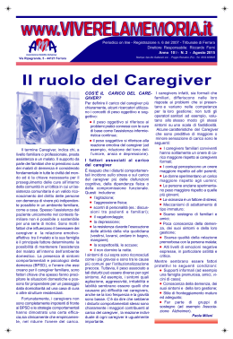 Il ruolo del Caregiver