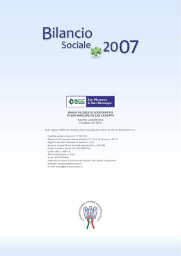 Bilancio Sociale 2007 - Banca di Credito Cooperativo di San