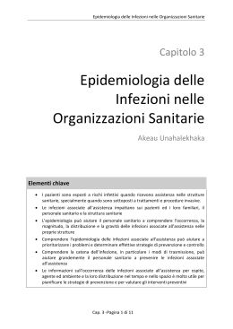 Epidemiologia delle Infezioni nelle Organizzazioni Sanitarie