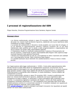 I processi di regionalizzazione del SSN