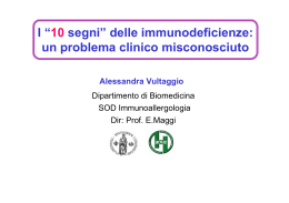 I “10 segni” delle immunodeficienze: un problema clinico