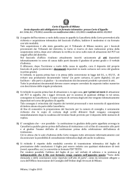Corte d`Appello di Milano Avvio deposito atti obbligatorio in formato