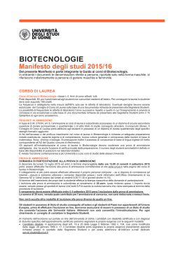 Manifesto degli studi di Biotecnologie