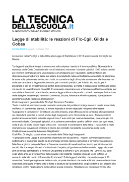 Legge di stabilità: le reazioni di Flc-Cgil, Gilda e Cobas
