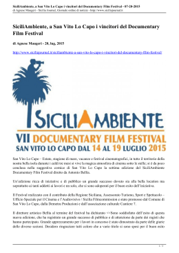 SiciliAmbiente, a San Vito Lo Capo i vincitori del Documentary Film