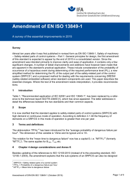 Amendment of EN ISO 13849-1: A survey of the essential
