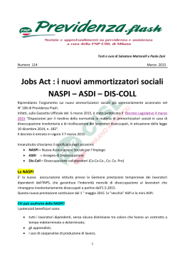 i nuovi ammortizzatori sociali NASPI – ASDI – DIS-COLL