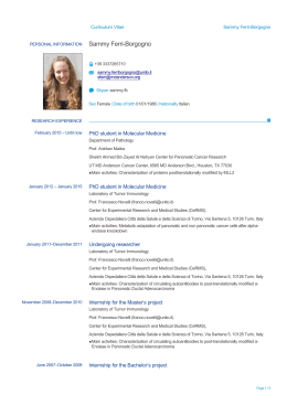 Curriculum Vitae - Doctoral School in Life and Health Sciences