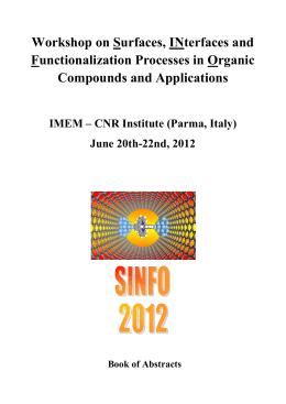SINFO Book of Abstracts - Workshop on Surfaces, Interfaces and