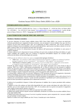 FOGLIO INFORMATIVO Gestione Incassi SEPA Direct Debit (SDD