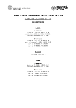 Calendario accademico Viticoltura ed Enologia 2014-2015