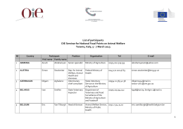 List of participants OIE Seminar for National Focal Points on Animal