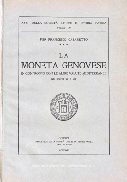MONETA GENOVESE - Società Ligure di Storia Patria