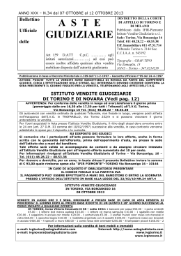 Bollettino aste giudiziarie I.V.G. del Piemonte dal 7 al 12 ottobre 2013