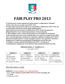 Programma Seconda Giornata Torneo Fair Play