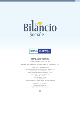 Bilancio Sociale 2009 - Banca di Credito Cooperativo di San
