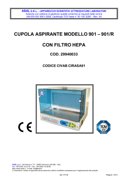CUPOLA ASPIRANTE MODELLO 901 – 901/R CON FILTRO HEPA