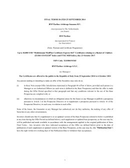 Final Terms e Issue Specific Summary (ISIN: XS1084191565)