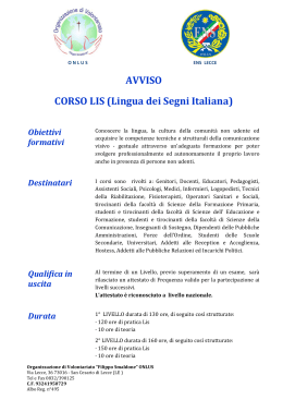 AVVISO CORSO LIS (Lingua dei Segni Italiana)