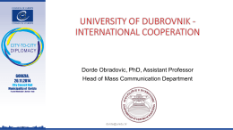 Dorde Obradovic – University of Dubrovnik (HR)