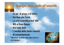 Energia: dalle stelle all`umanità