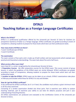 DITALS Teaching Italian as a Foreign Language