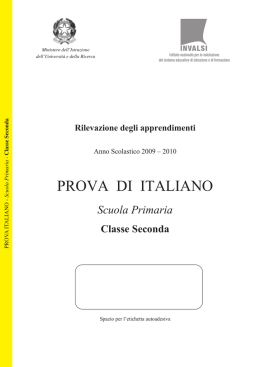 Prova di Italiano Classe II primaria
