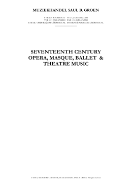 seventeenth century opera, masque, ballet & theatre