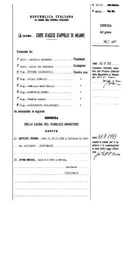 II Corte d`Assise d`Appello di Milano del marzo 1993