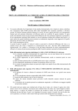 Test di ammissione a.a. 2003/2004 - Università degli Studi di Foggia