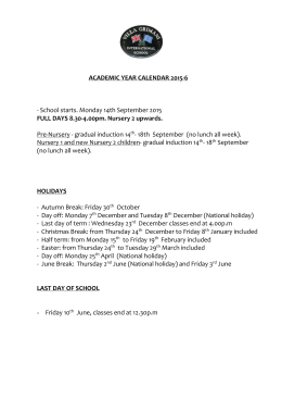 ACADEMIC YEAR CALENDAR 2015-6 - Villa Grimani International